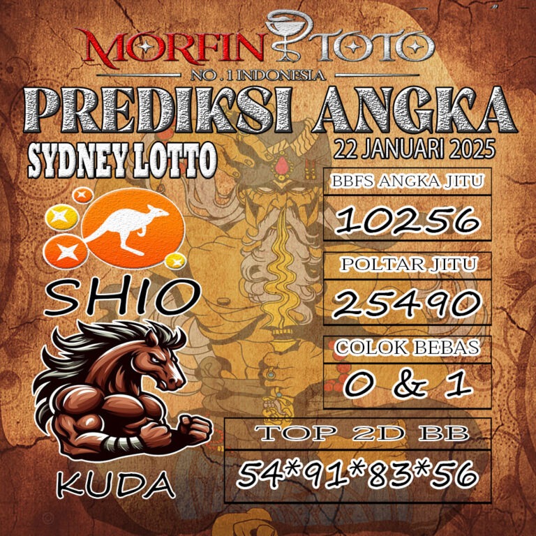 Prediksi Sydney Lotto hari ini Rabu, 22 Januari 2025