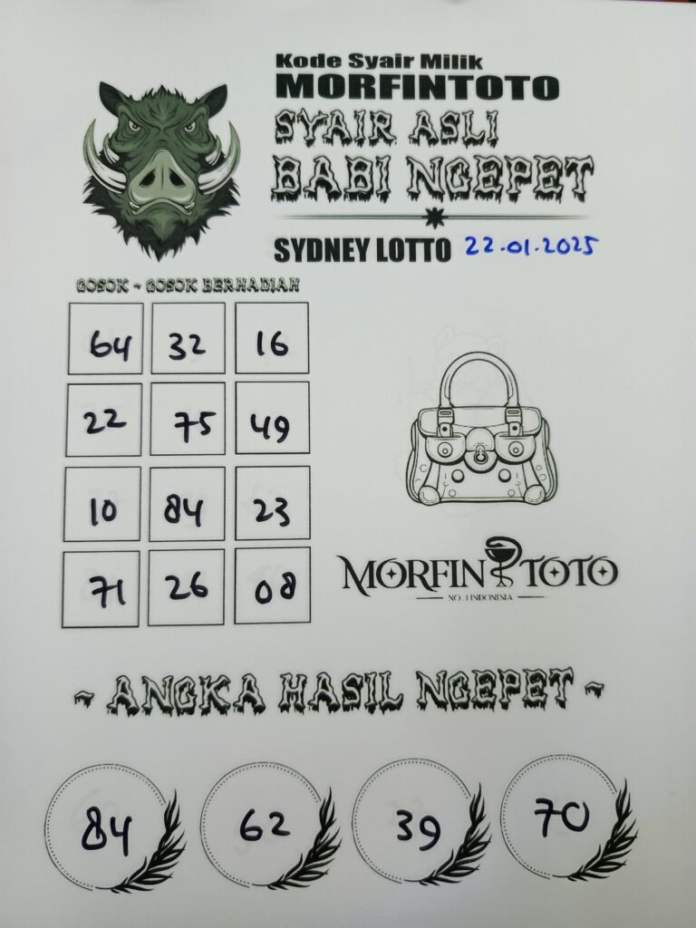 Syair Babi Ngepet Sydney Lotto hari ini Rabu, 22 Januari 2025