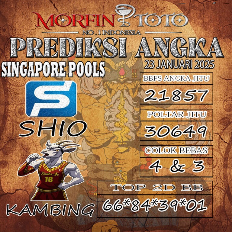 Prediksi Singapore Pools hari ini Kamis, 23 Januari 2025