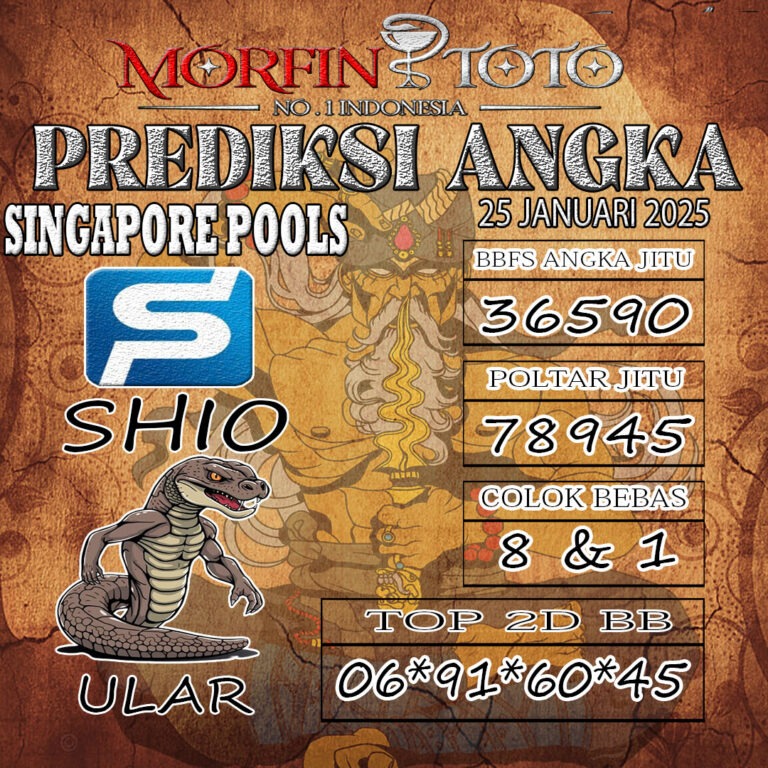 Prediksi Singapore Pools hari ini Sabtu, 25 Januari 2025