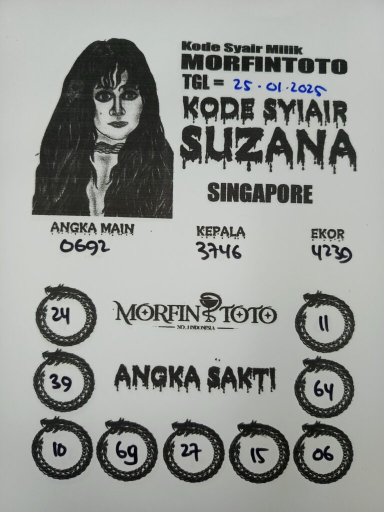 Syair Suzana Singapore Pools hari ini Sabtu, 25 Januari 2025