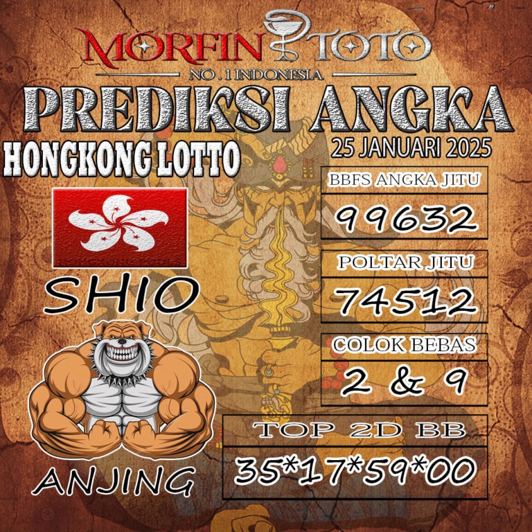 Prediksi Hongkong Lotto hari ini Sabtu, 25 Januari 2025