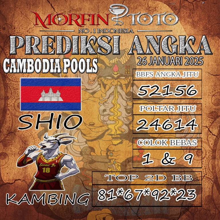 Prediksi Cambodia Hari Ini Minggu, 26 Januari 2025