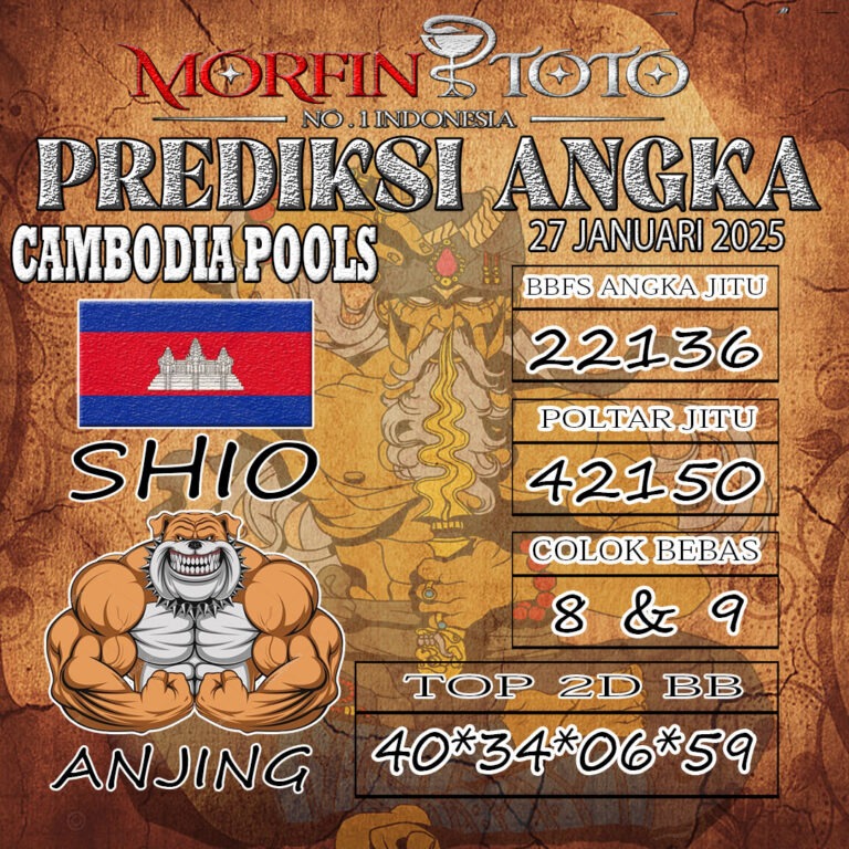 Prediksi Cambodia Hari Ini Senin, 27 Januari 2025