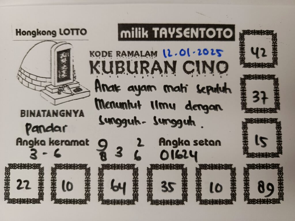 Syair Kuburan CIno HK Hari Minggu, 12 Januari 2025