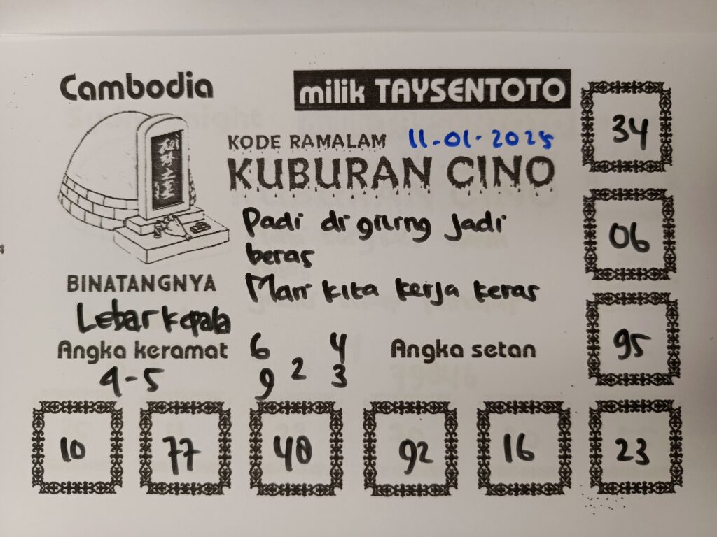 Syair Kuburan Cino Cambodia Hari Ini Sabtu,11 Januari 2025