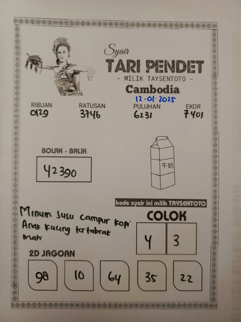 Syair Tari Pendet Cambodia Hari Ini Minggu, 12 Januari 2025