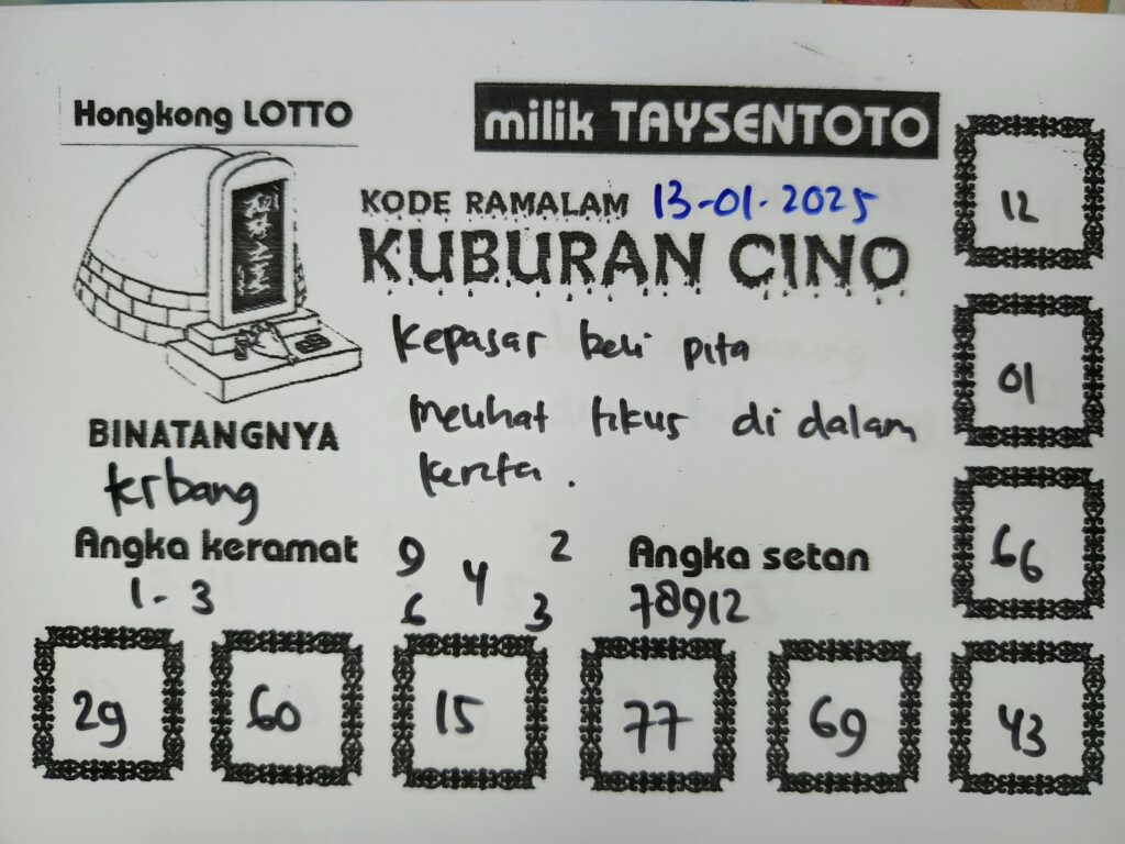 Syair Kuburan CIno HK Hari Senin, 13 Januari 2025