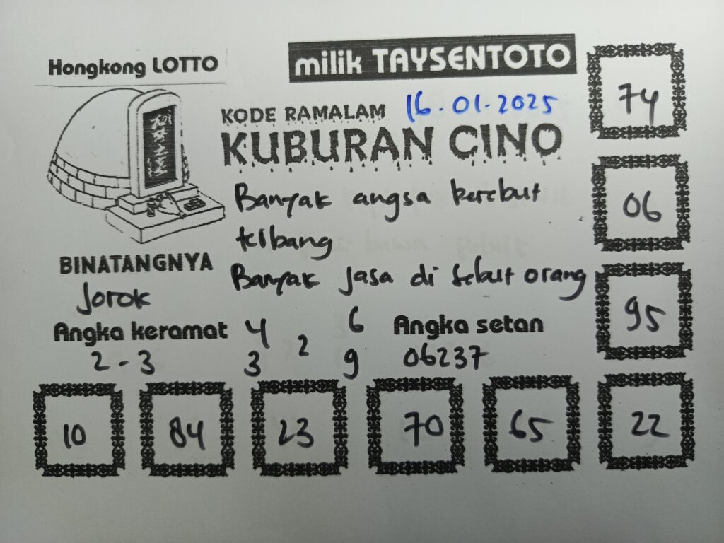 Syair Kuburan CIno HK Hari Kamis, 16 Januari 2025