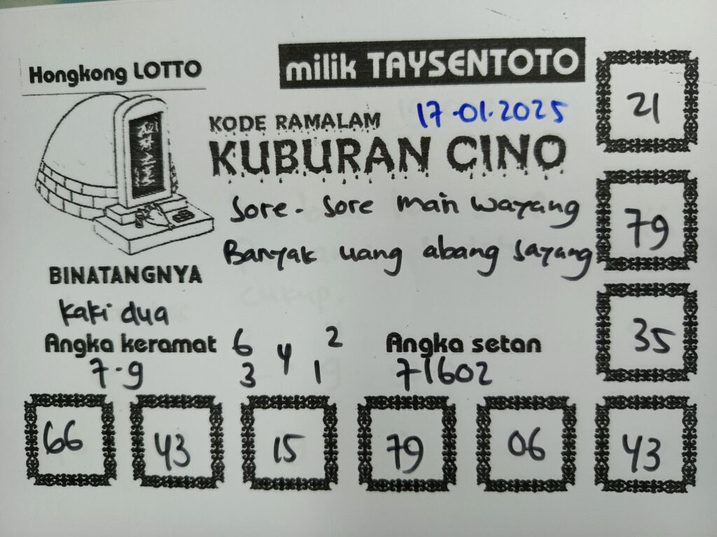 Syair Kuburan CIno HK Hari Jumat, 17 Januari 2025