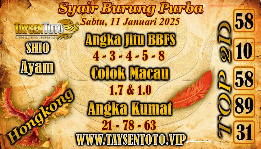 Syair Burung Purba HK Hari Sabtu,11 Januari 2025