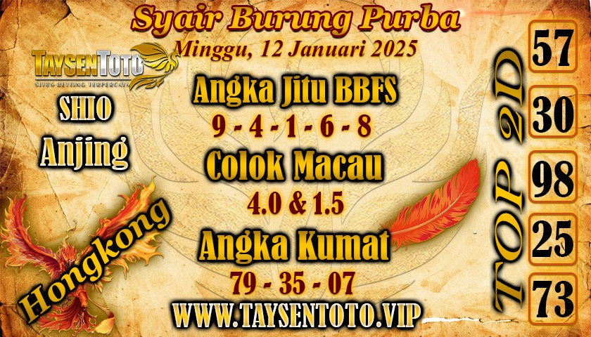 Syair Burung Purba HK Hari Minggu, 12 Januari 2025