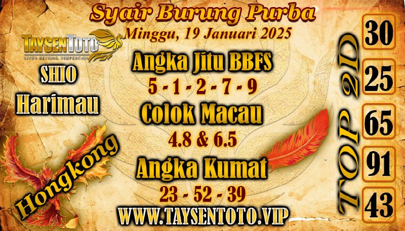 Syair Burung Purba HK Hari Minggu, 19 Januari 2025