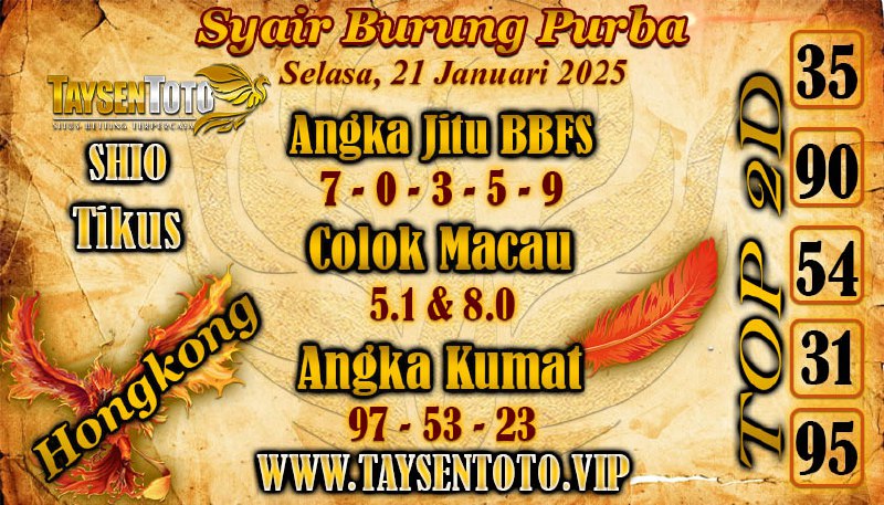 Syair Burung Purba HK Hari Selasa, 21 Januari 2025