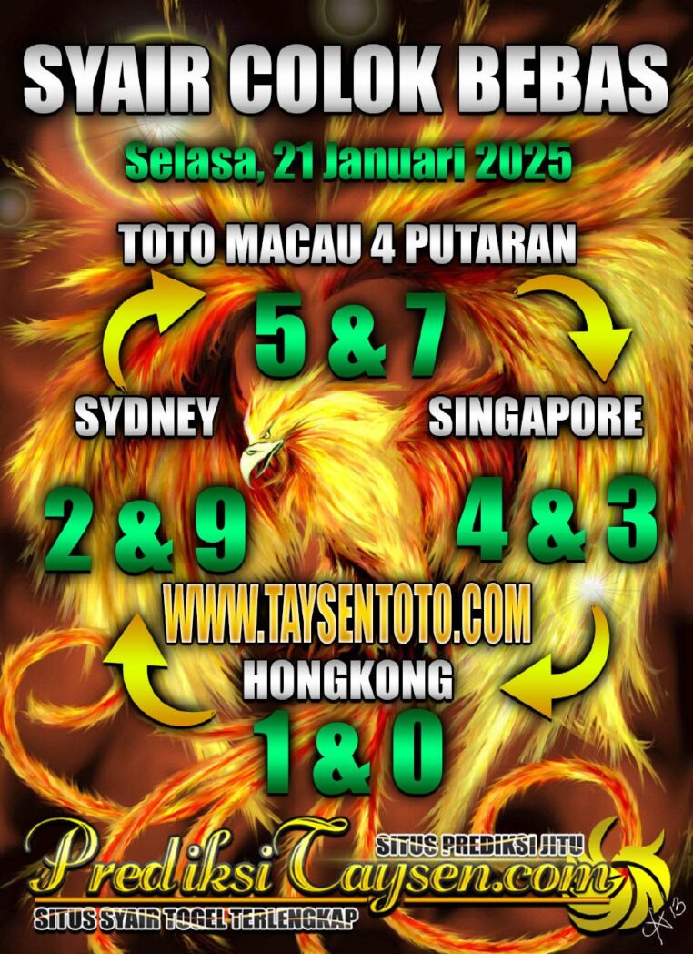 Syair Colok Bebas Hongkong lotto hari ini Selasa, 21 Januari 2025