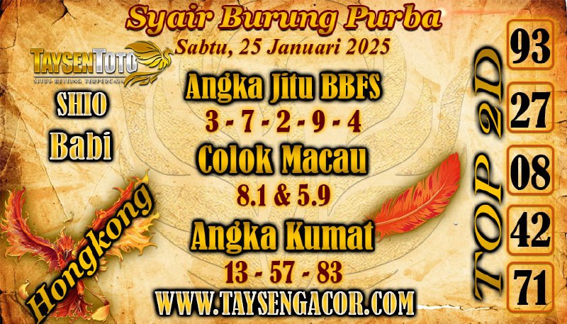 Syair Burung Purba HK Hari Sabtu, 25 Januari 2025