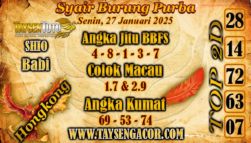 Syair Burung Purba HK Hari Senin, 27 Januari 2025