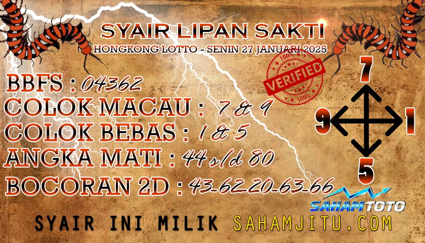 syair LIPAN SAKTI hongkong lotto Senin 27 Januari 2025