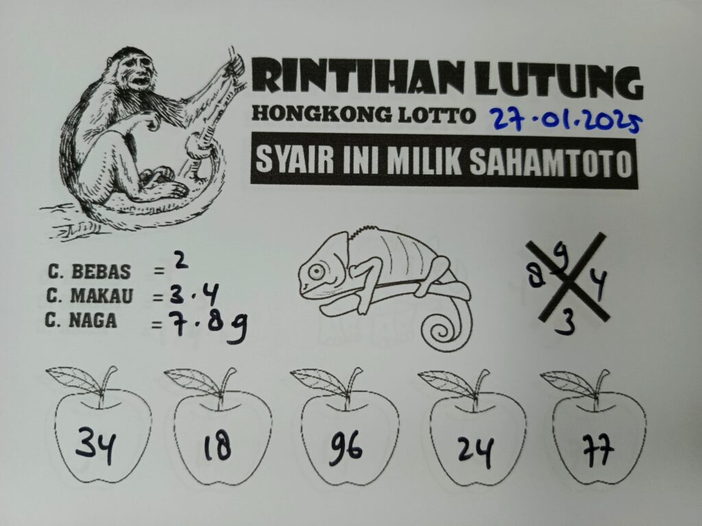 Syair Rintihan Lutung hongkong lotto Senin 27 Januari 2025