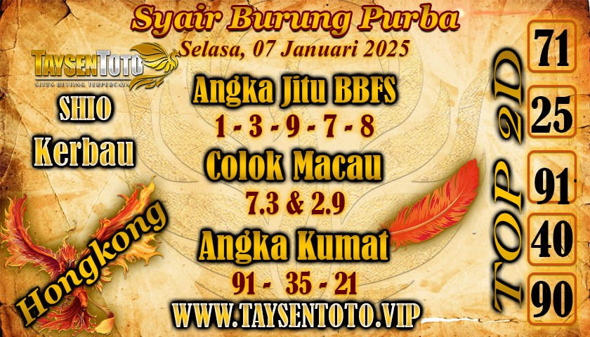 Syair Burung Purba HK Hari Selasa, 07 Januari 2025