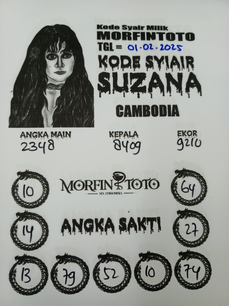 Syair Suzana Cambodia Hari Ini Sabtu, 01 Februari 2025