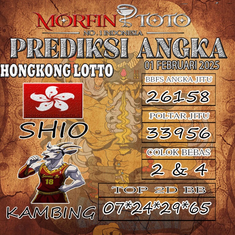 Prediksi Hongkong Lotto hari ini Sabtu, 01 Februari 2025