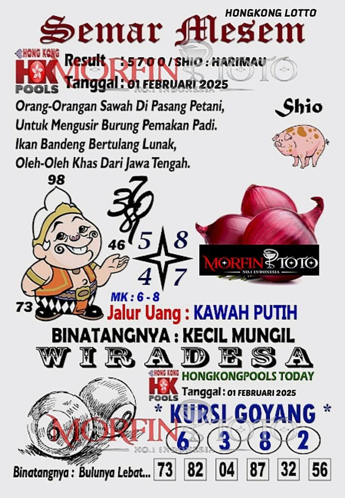 Syair Semar Mesem Hongkong Lotto hari ini Sabtu, 01 Februari 2025