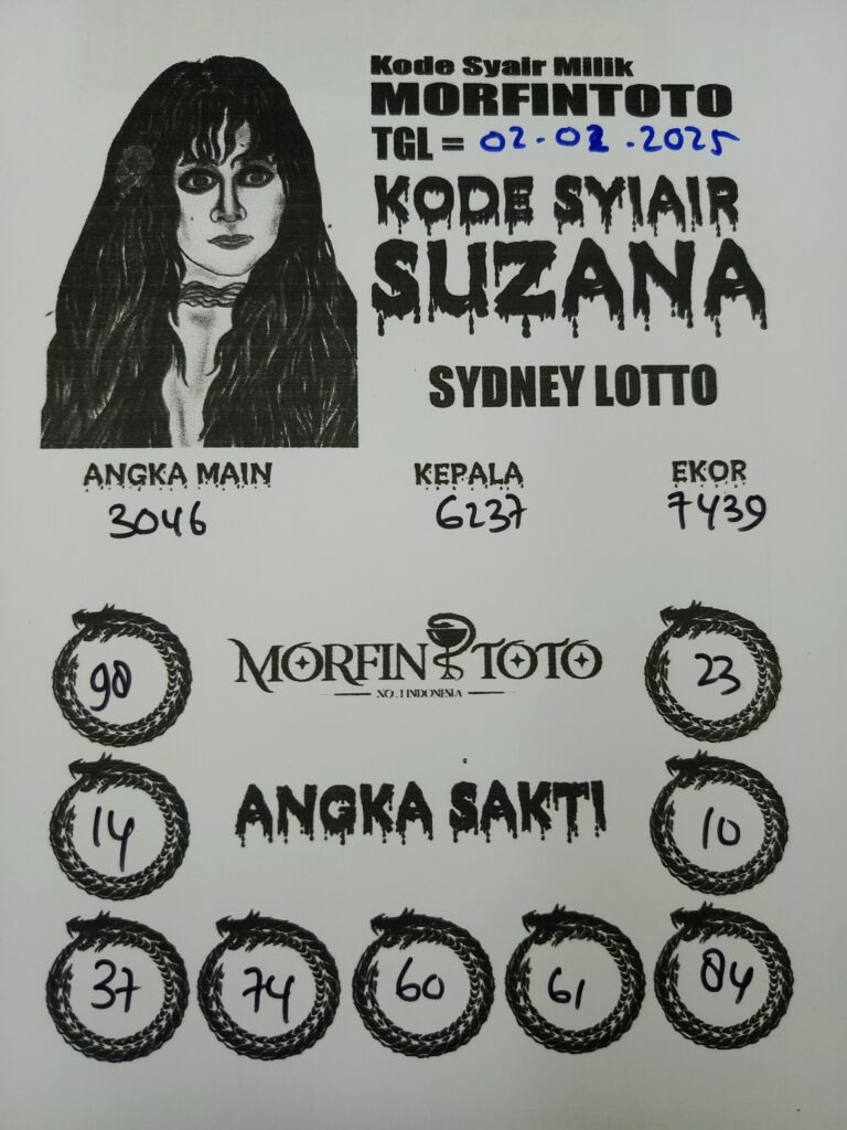 Syair Suzana Sydney Lotto hari ini Minggu, 02 Februari 2025