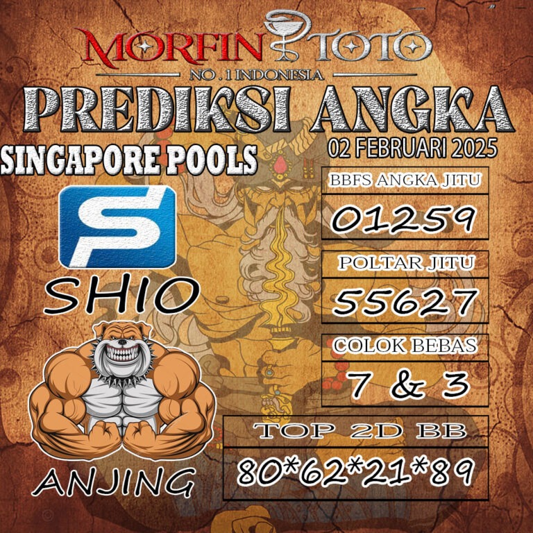 Prediksi Singapore Pools hari ini Minggu, 02 Februari 2025