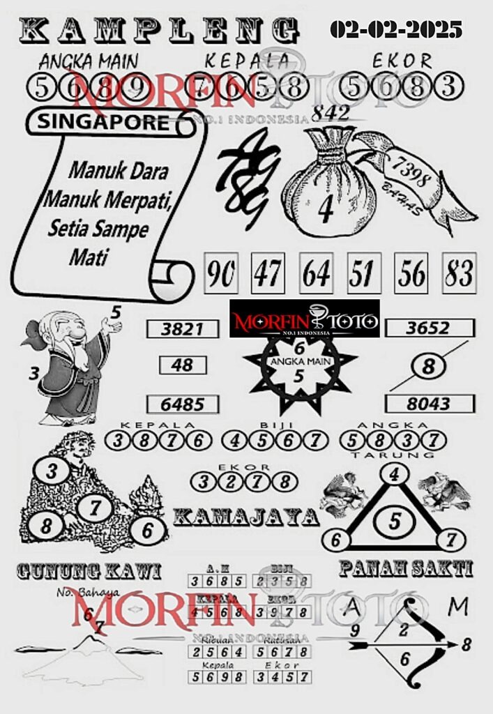 Syair Kampleng Singapore Pools hari ini Minggu, 02 Februari 2025