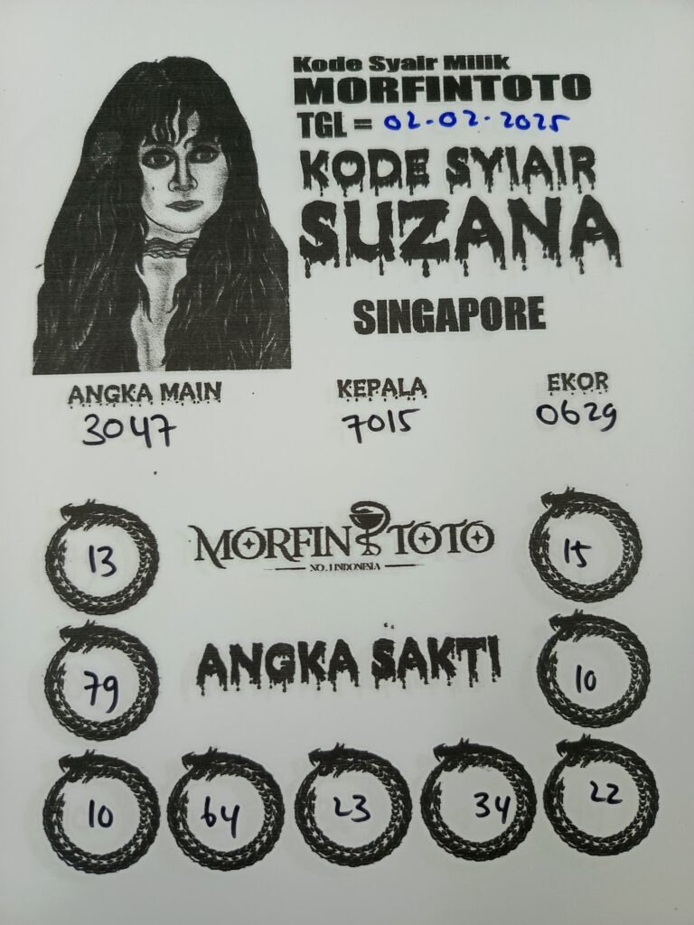 Syair Suzana Singapore Pools hari ini Minggu, 02 Februari 2025