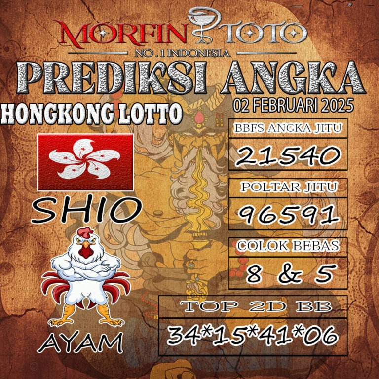 Prediksi Hongkong Lotto hari ini Minggu, 02 Februari 2025