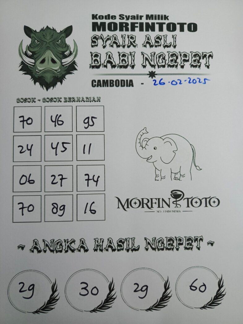 Syair Togel Babi Ngepet  Cambodia, Rabu 26 Februari 2025