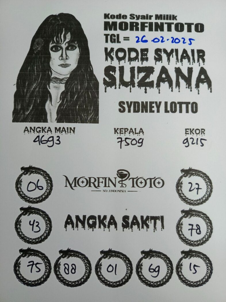 Syair Togel Suzana Sydney, Rabu 26 Februari 2025