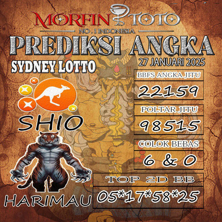 Syair Prediksi Angka Sydney Hari ini Kamis, 27 Februari 2025