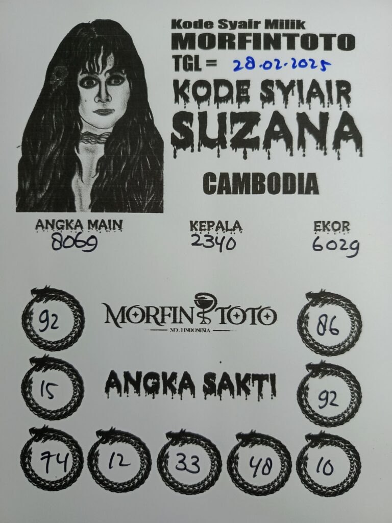 Syair Suzana Cambodia Hari Ini Jumat, 28 Februari 2025