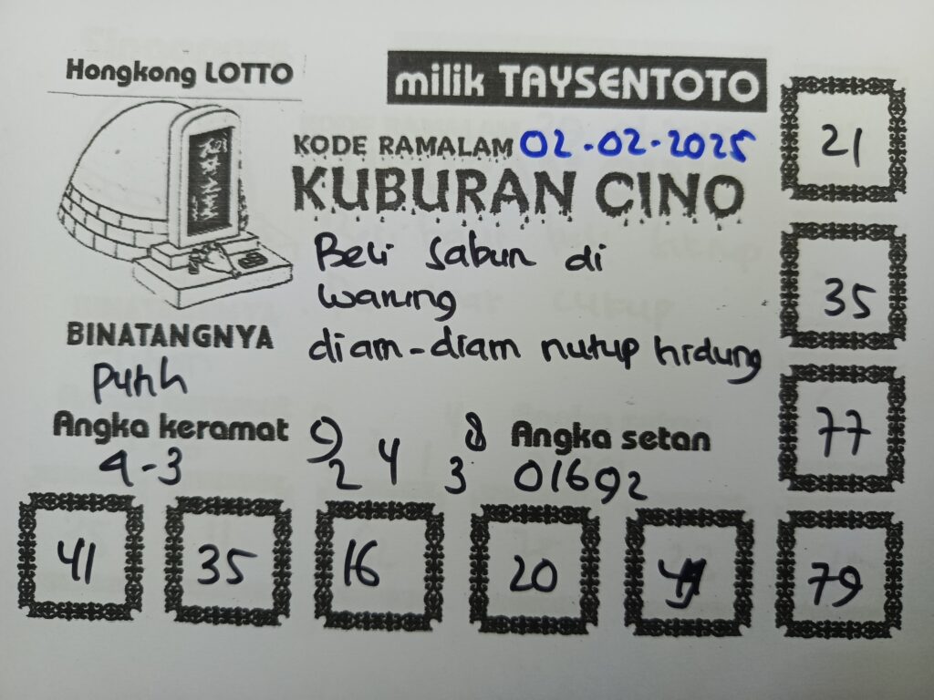 Syair Kuburan Cino HK Hari Minggu, 02 Februari 2025