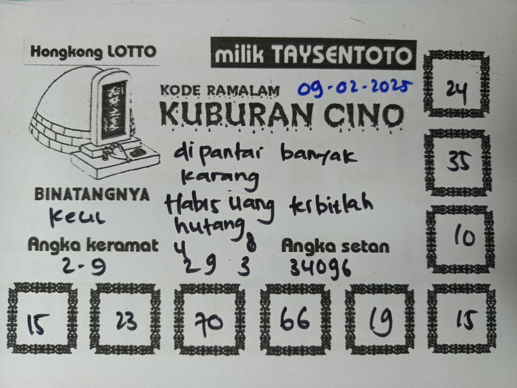 Syair Kuburan Cino HK Hari Minggu, 09 Februari 2025