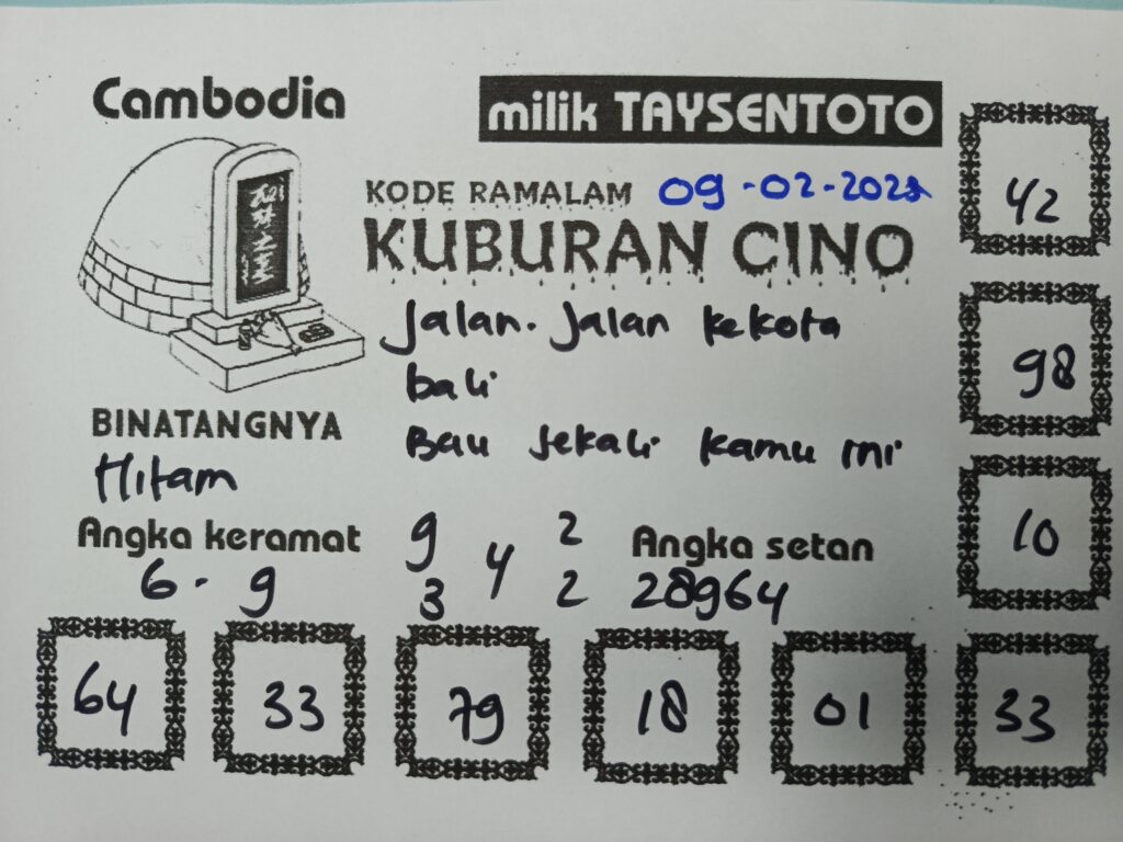 Syair Kuburan Cino Cambodia Hari Ini Minggu, 09 Februari 2025