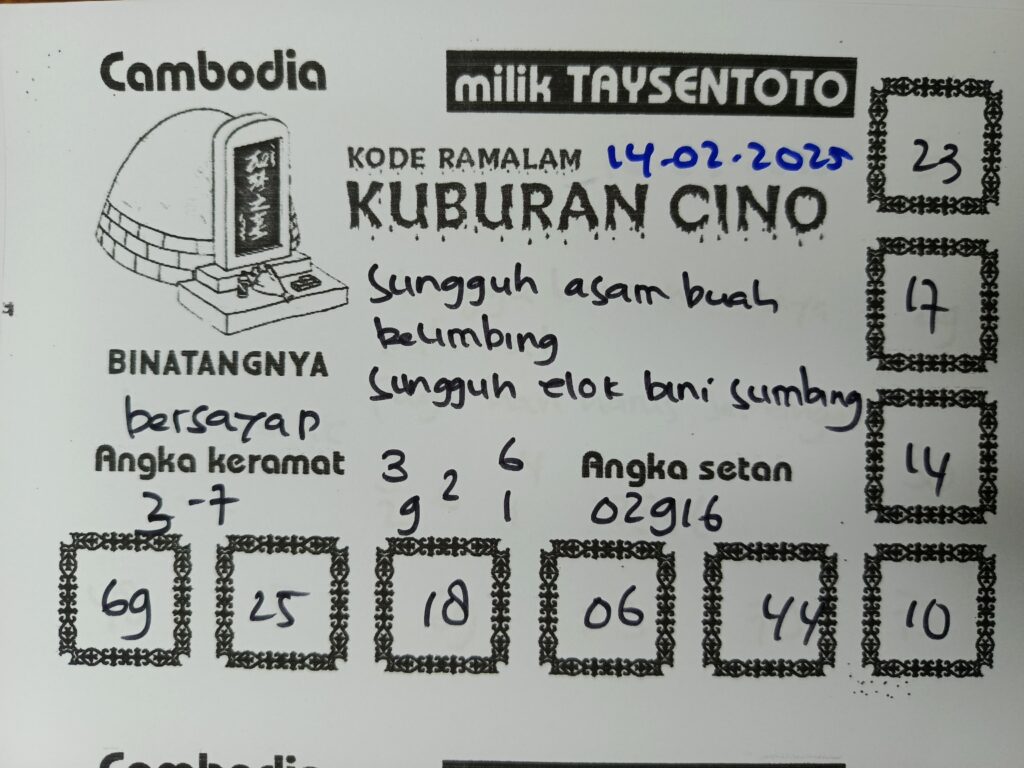 Syair Kuburan Cino Cambodia Hari Ini Jumat, 13 Februari 2025