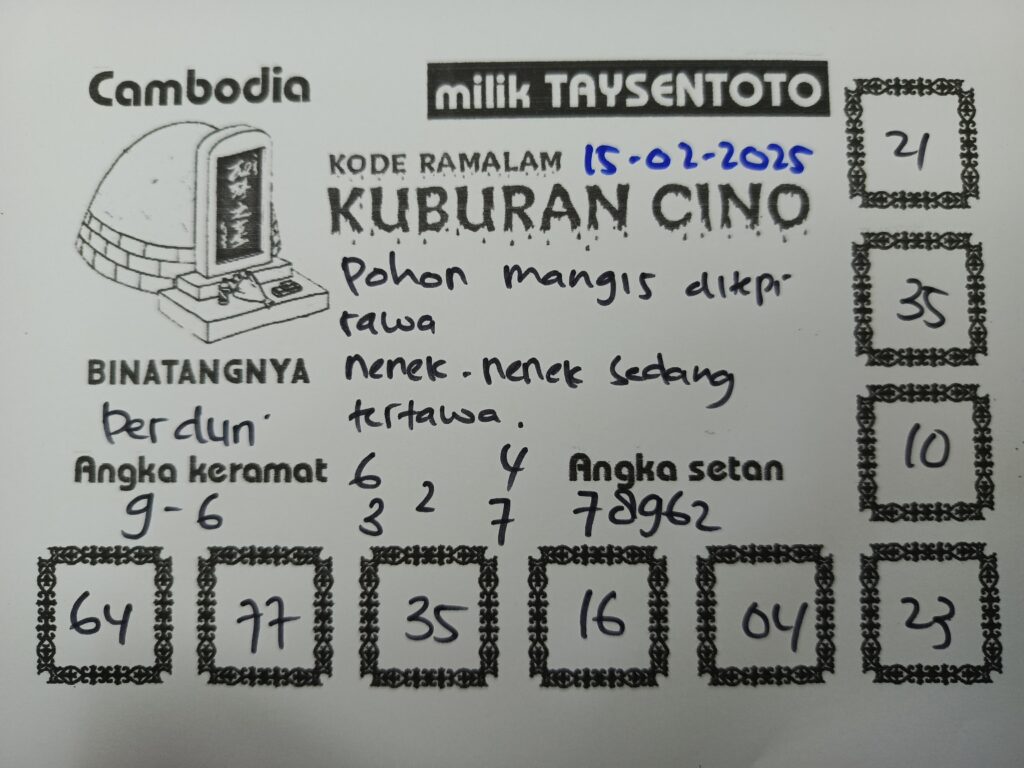 Syair Kuburan Cino Cambodia Hari Ini Minggu, 15 Februari 2025
