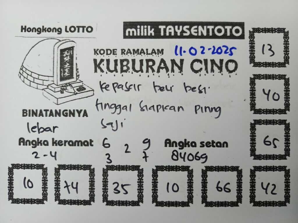 Syair Kuburan Cino HK Hari Selasa, 11 Februari 2025