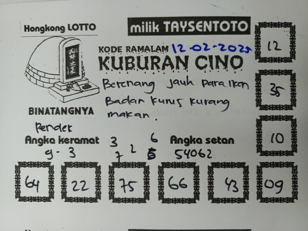 Syair Kuburan Cino HK Hari Rabu, 12 Februari 2025