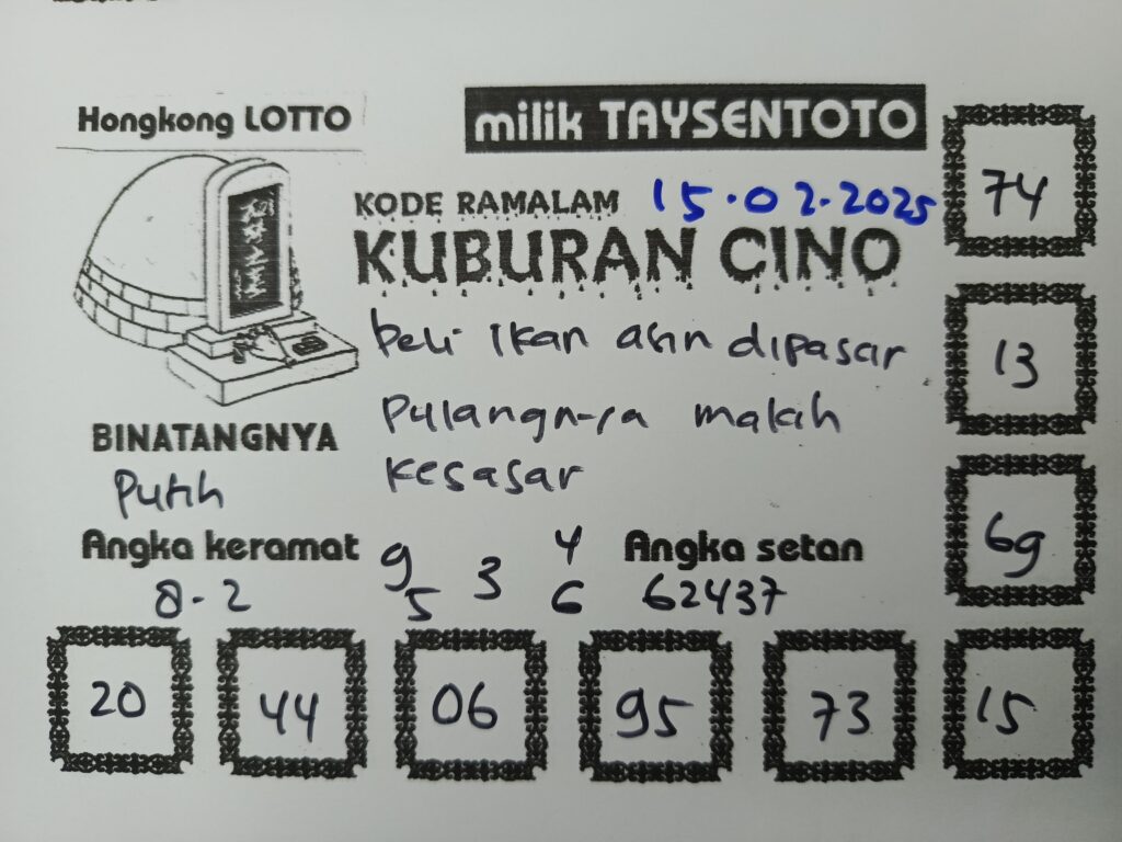 Syair Kuburan Cino HK Hari Sabtu, 15 Februari 2025