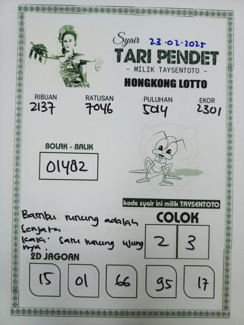 Syair Tari Pendet HK Hari Minggu, 23 Februari 2025