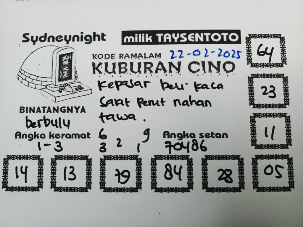 Syair Kuburan Cino SydneyNight Hari ini Sabtu,22Februari 2025