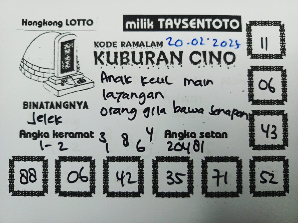 Syair Kuburan Cino HK Hari Kamis, 20 Februari 2025