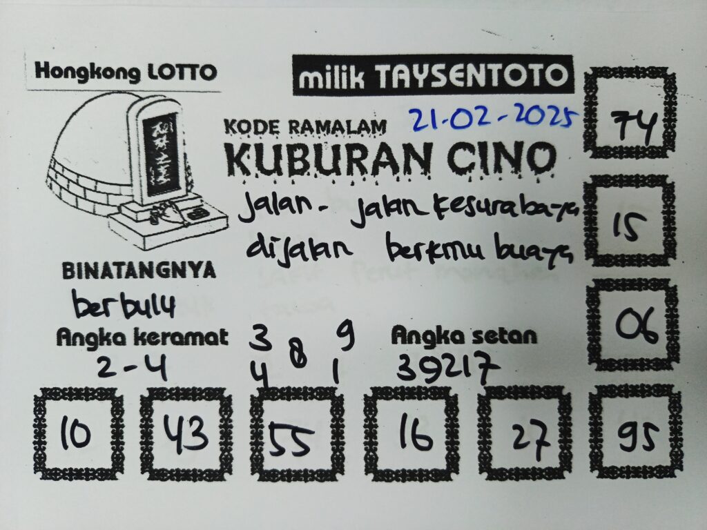 Syair Kuburan Cino HK Hari Jumat, 21 Februari 2025