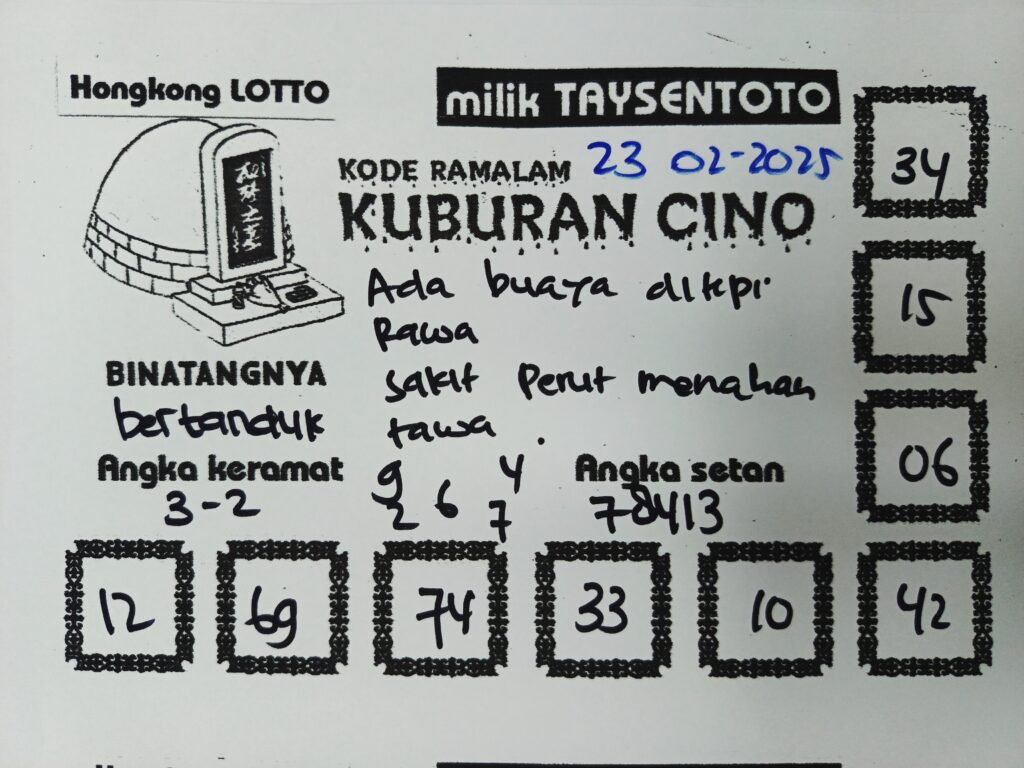 Syair Kuburan Cino HK Hari Minggu, 23 Februari 2025