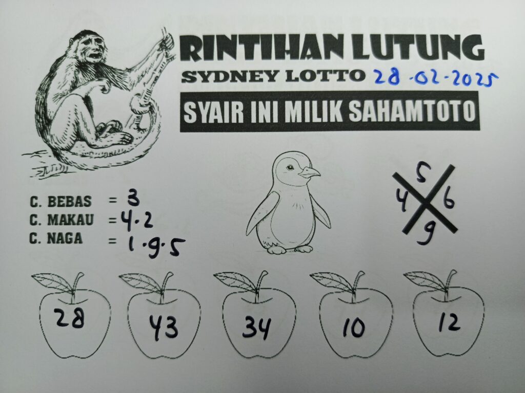 Syair Rintihan Lutung SYDNEY Lotto Jumat 28 Februari 2025